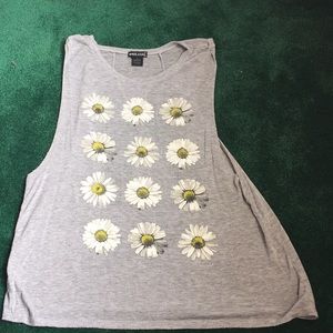 Grey & sunflower tank top
